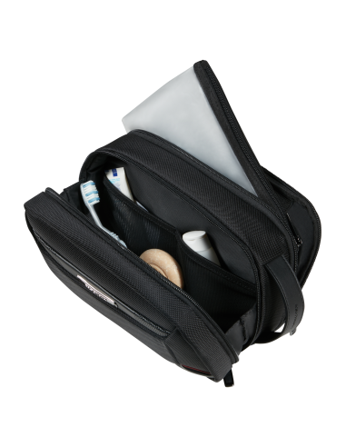 Trousse de toilette 29 cm Samsonite Pro-DLX 6 Noir, rangements intérieurs ouverts