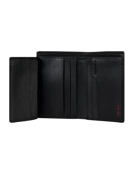 Portefeuille vertical en cuir 6 cartes Samsonite Pro-DLX 6 SLG Noir, rangements intérieurs ouverts