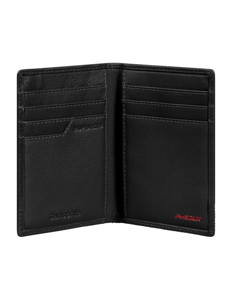 Portefeuille fin en cuir 6 cartes Samsonite Pro-DLX 6 SLG Noir, rangements intérieurs ouverts