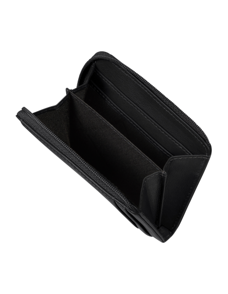 Portefeuille en cuir 8 cartes et monnaie zippée Samsonite Pro-DLX 6 SLG Noir, poche monnaie zippée ouverte