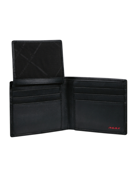 Portefeuille compact en cuir 9 cartes Samsonite Pro-DLX 6 SLG Noir, volet intérieur relevé
