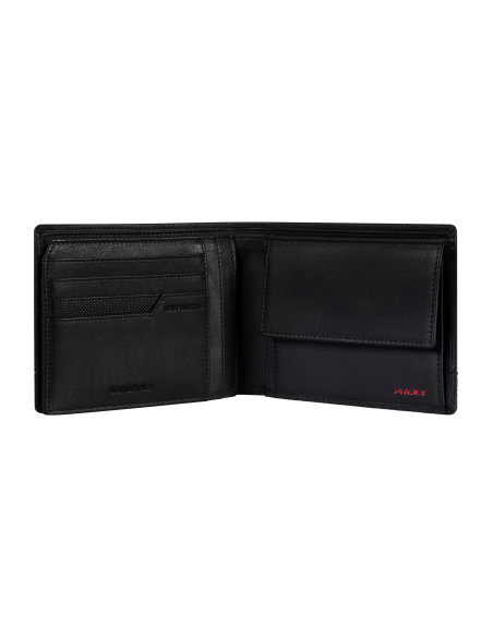 Portefeuille en cuir 10 cartes et monnaie Samsonite Pro-DLX 6 SLG Noir, rangements intérieurs ouverts