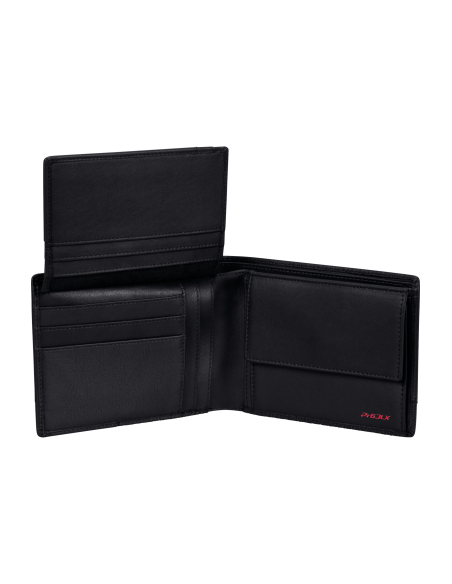 Portefeuille en cuir 10 cartes et monnaie Samsonite Pro-DLX 6 SLG Noir, volet intérieur relevé