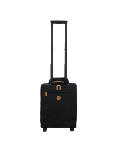 Valise 45 cm Bric’s X-Travel Black, vue de face, poignée télescopique déployée