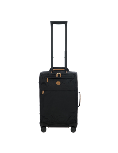 Valise 55 cm Bric’s X-Travel Black, vue de face, poignée télescopique déployée