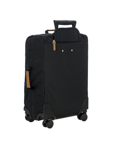 Valise 55 cm Bric’s X-Travel Black, vue arrière et roulettes