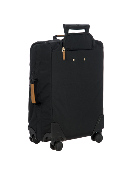 Valise 55 cm Bric’s X-Travel Black, vue arrière et roulettes