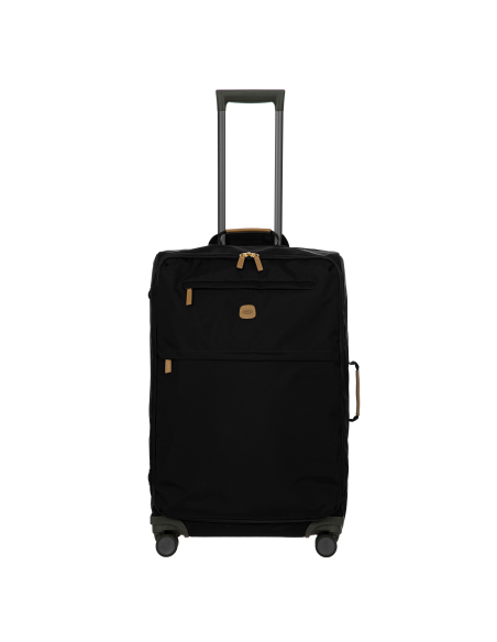 Valise 71 cm Bric’s X-Travel Black, vue de face, poignée télescopique déployée