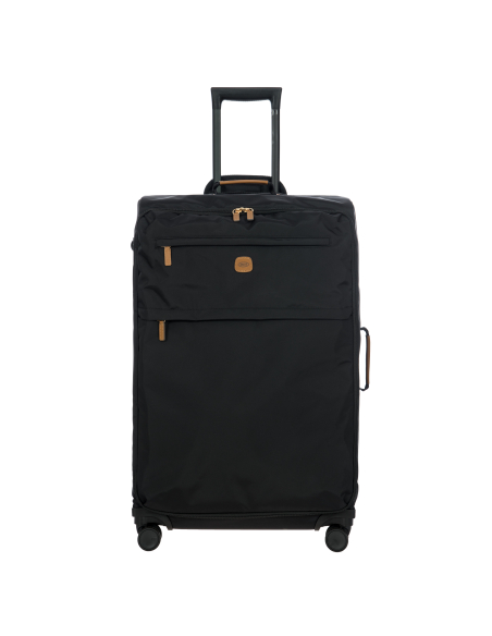 Valise 77 cm Bric’s X-Travel Black, vue de face, poignée télescopique déployée