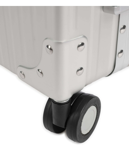 Cabine aluminium ALEON 55 cm Platinum, détail des roues