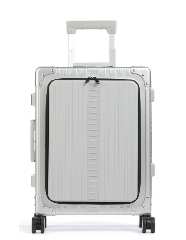 Valise cabine Business aluminium poche avant 4 roues 55 cm ALEON Platinum, référence 2155-FF-PL