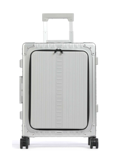 Valise cabine Business aluminium poche avant 4 roues 55 cm ALEON Platinum, référence 2155-FF-PL