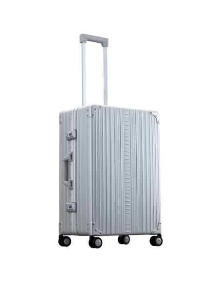 Valise aluminium ALEON 67 cm Platinum, vue de trois quarts