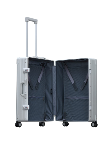 Valise aluminium ALEON 67 cm Platinum, intérieur ouvert