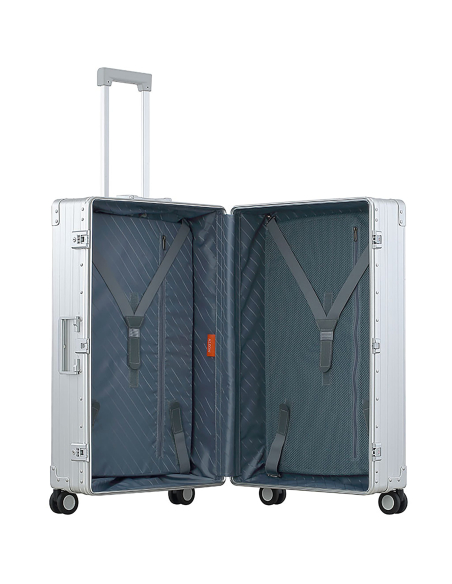 Valise aluminium ALEON 76 cm Platinum, intérieur ouvert