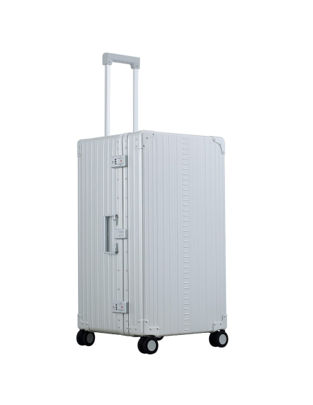 Valise Trunk aluminium ALEON 78 cm Platinum, vue de trois quarts