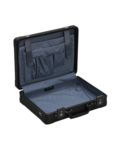 Attaché-case aluminium 30 cm ALEON Onyx, intérieur et rangements