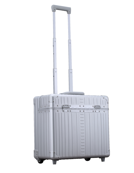 Pilot case aluminium 2 roues 42 cm ALEON Platinum, trois quarts