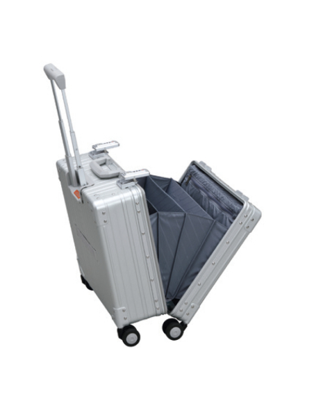 Pilot case Deluxe aluminium 4 roues 45 cm ALEON Platinum, intérieur et organiseur