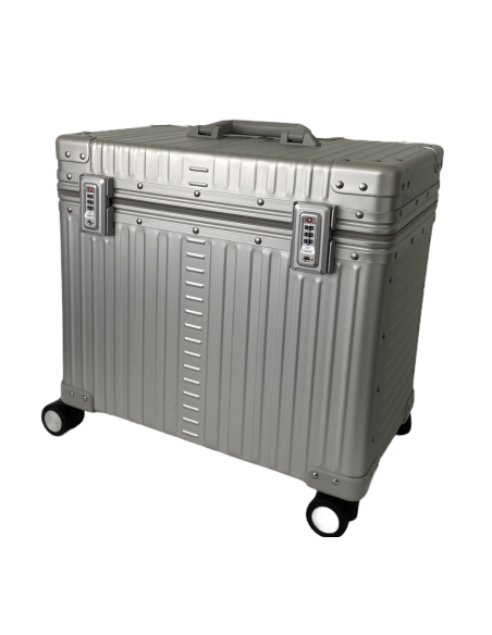 Pilot case photo XL aluminium 4 roues 44 cm ALEON Platinum, trois quarts