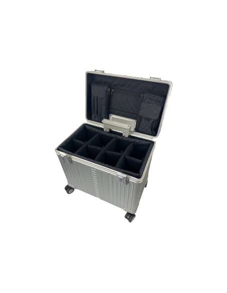 Pilot case photo XL aluminium 4 roues 44 cm ALEON Platinum, intérieur et insert photo amovible