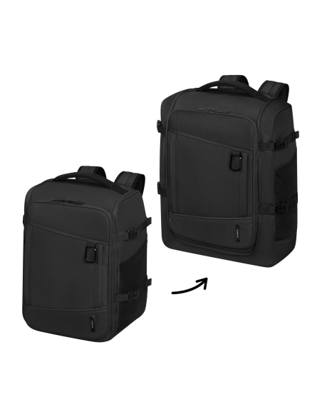 Samsonite 2FIT Noir, comparaison du sac à dos en format réduit et déployé