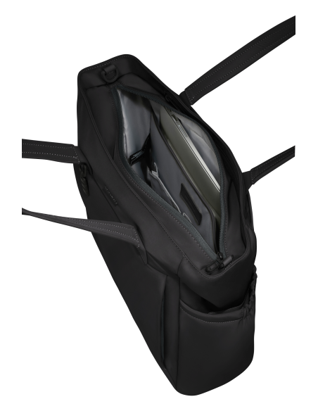 Cabas ordinateur 14,1 pouces Samsonite Essentis Noir, intérieur ouvert et rangements
