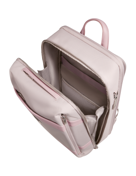 Sac à dos ordinateur 14,1 pouces Samsonite Image Biz Rose, intérieur ouvert et rangements