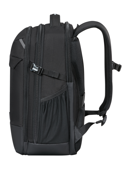 Sac à dos M 15,6 pouces Samsonite Roadseeker Deep Black, profil et sangles de compression