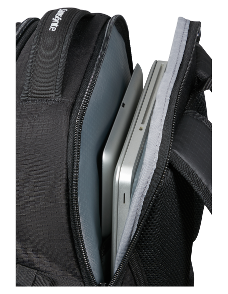 Sac à dos M 15,6 pouces Samsonite Roadseeker Deep Black, compartiment ordinateur ouvert
