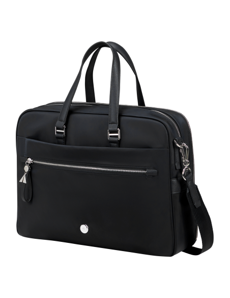 Sacoche 2 compartiments 15,6 pouces Samsonite Karissa Evo Noir, vue de trois quarts