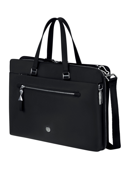 Sacoche Slim 15,6 pouces Samsonite Karissa Evo Noir, vue de trois quarts