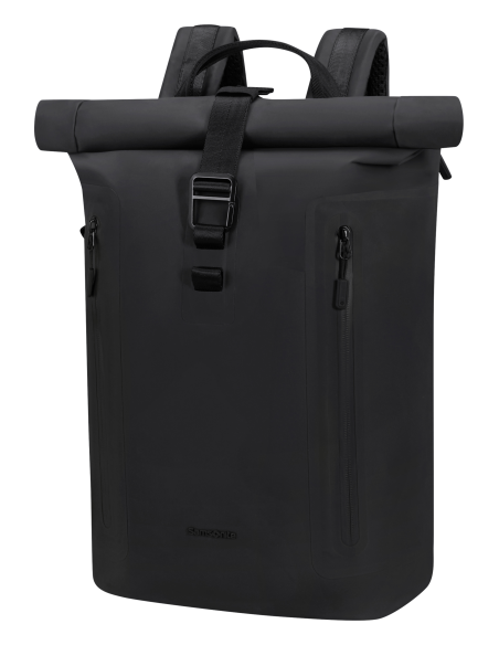 Sac à dos rolltop 15,6 pouces Samsonite Coatify Biz Noir, vue de trois quarts