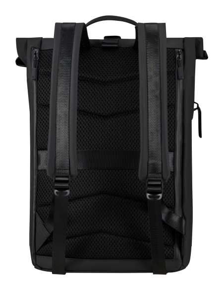 Sac à dos rolltop 15,6 pouces Samsonite Coatify Biz Noir, dos et bretelles