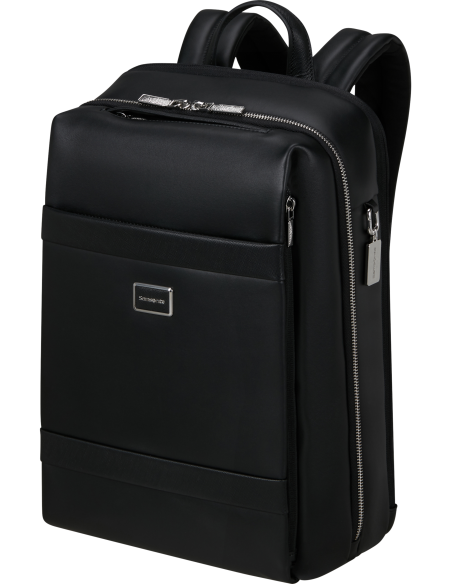 Sac à dos cuir 14,1 pouces Samsonite Image Biz Leather Noir, vue de trois quarts
