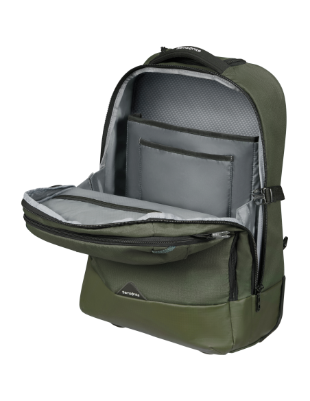 Sac à dos 2 roues 17,3 pouces Samsonite Roadseeker Vert Olive Foncé, rangement avant ouvert