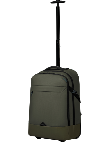 Sac à dos 2 roues 17,3 pouces Samsonite Roadseeker Vert Olive Foncé, poignée télescopique déployée