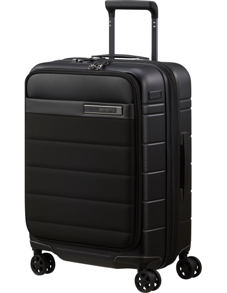 Valise cabine extensible 4 roues 55 cm Samsonite Neopod Noir, vue de trois quarts