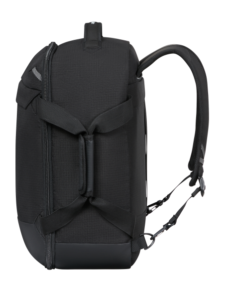 Sac sous-siège convertible sac à dos M Samsonite Roadseeker Deep Black, profil et sangles de compression