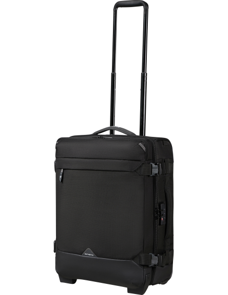 Sac de voyage sac à dos 2 roues 55 cm Samsonite Roadseeker Deep Black, poignée télescopique déployée