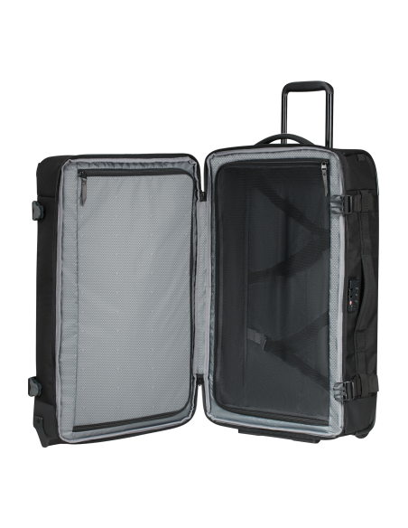 Sac de voyage soute 2 roues 68 cm Samsonite Roadseeker Deep Black, intérieur ouvert avec séparateur et sangles