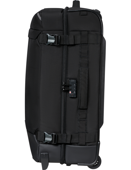 Sac de voyage soute 2 roues 68 cm Samsonite Roadseeker Deep Black, profil et fermeture à combinaison