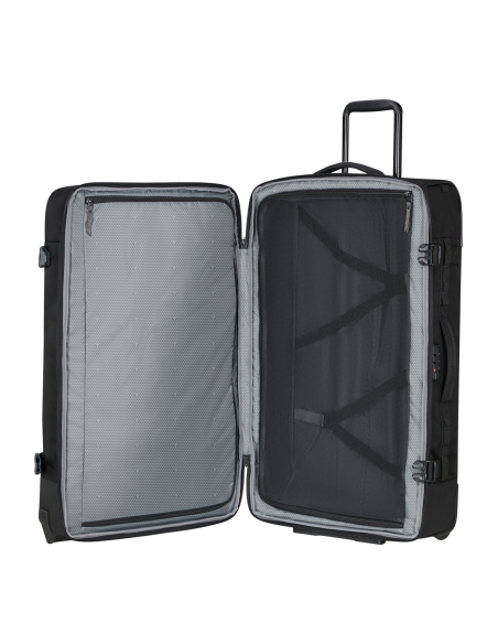 Sac de voyage soute 2 roues 79 cm Samsonite Roadseeker Deep Black, intérieur ouvert avec séparateur et sangles