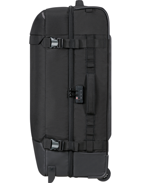 Sac de voyage soute 2 roues 79 cm Samsonite Roadseeker Deep Black, profil et fermeture à combinaison