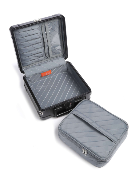 Beauty case aluminium ALEON Diversity 27 cm Onyx, intérieur avec insert amovible