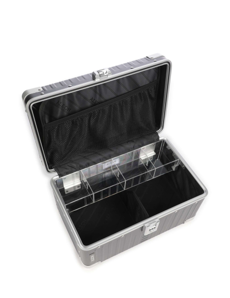 Beauty case aluminium ALEON Fortis 23 cm Onyx Dust, intérieur avec plateau