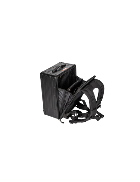 Sac à dos aluminium ALEON Hybrid 42 cm Onyx, ouverture partielle