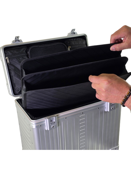 Pilot case aluminium ALEON Office 4 roues 44 cm Platinum, organiseur de bureau amovible