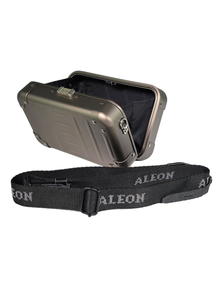 Sac bandoulière aluminium ALEON Classic 12 cm Bronze, bandoulière et ouverture