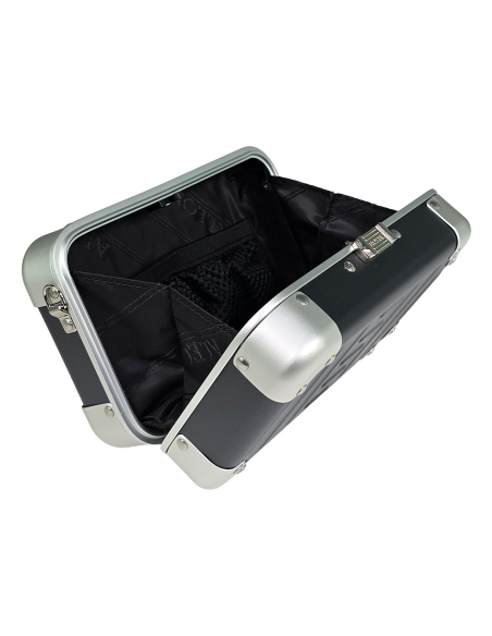 Sac bandoulière aluminium ALEON Fortis 12 cm Onyx Dust, intérieur ouvert